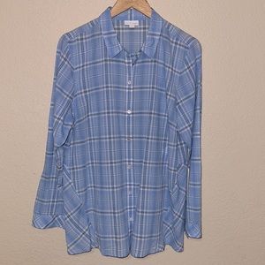 J. Jill Blue Plaid Button Down Size Large